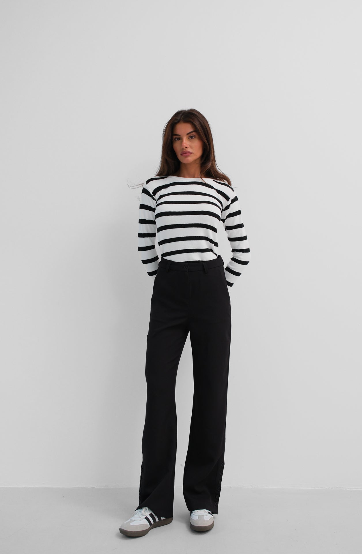 Elevated High-Waist Slit Trousers