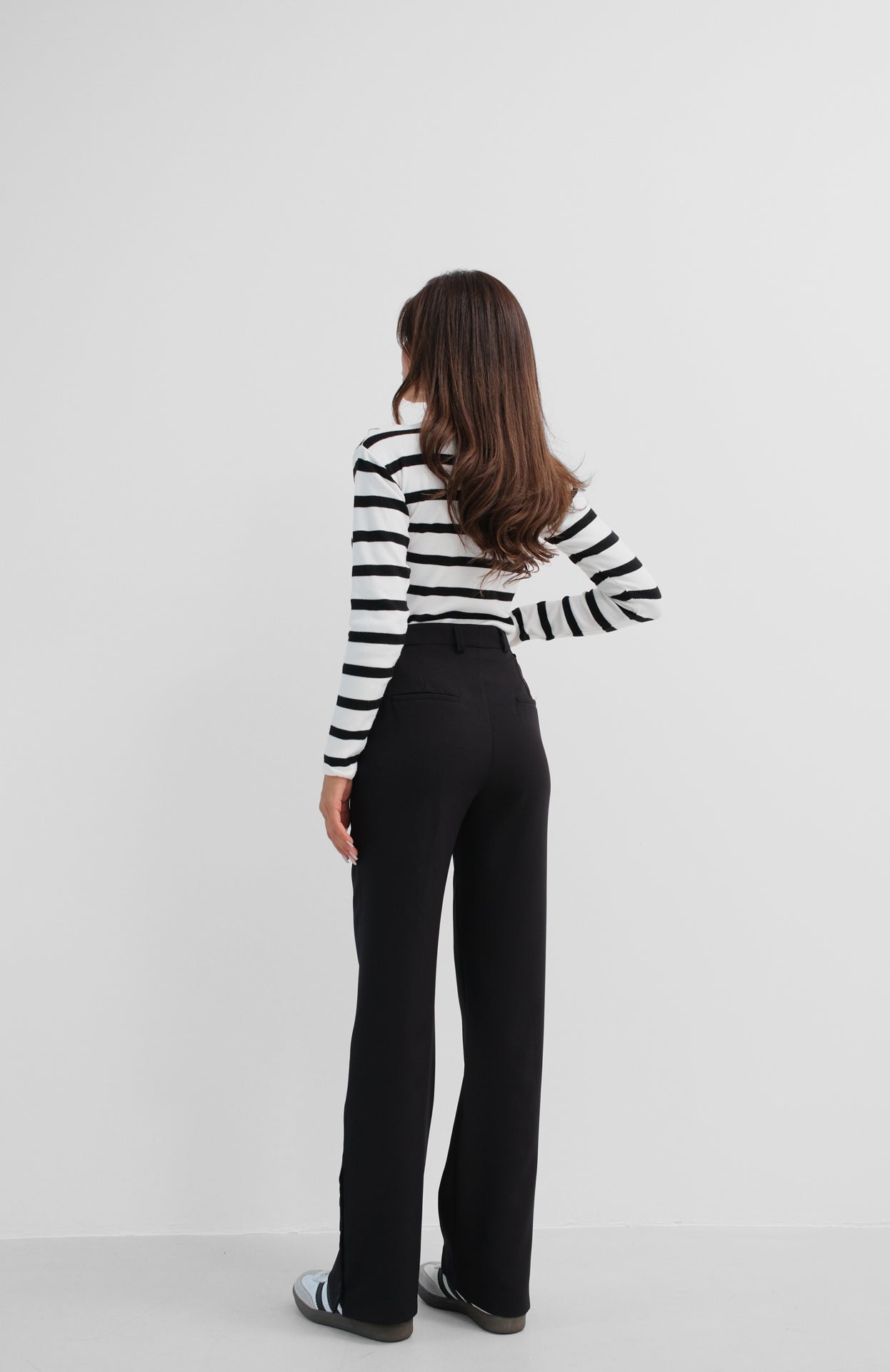 Elevated High-Waist Slit Trousers