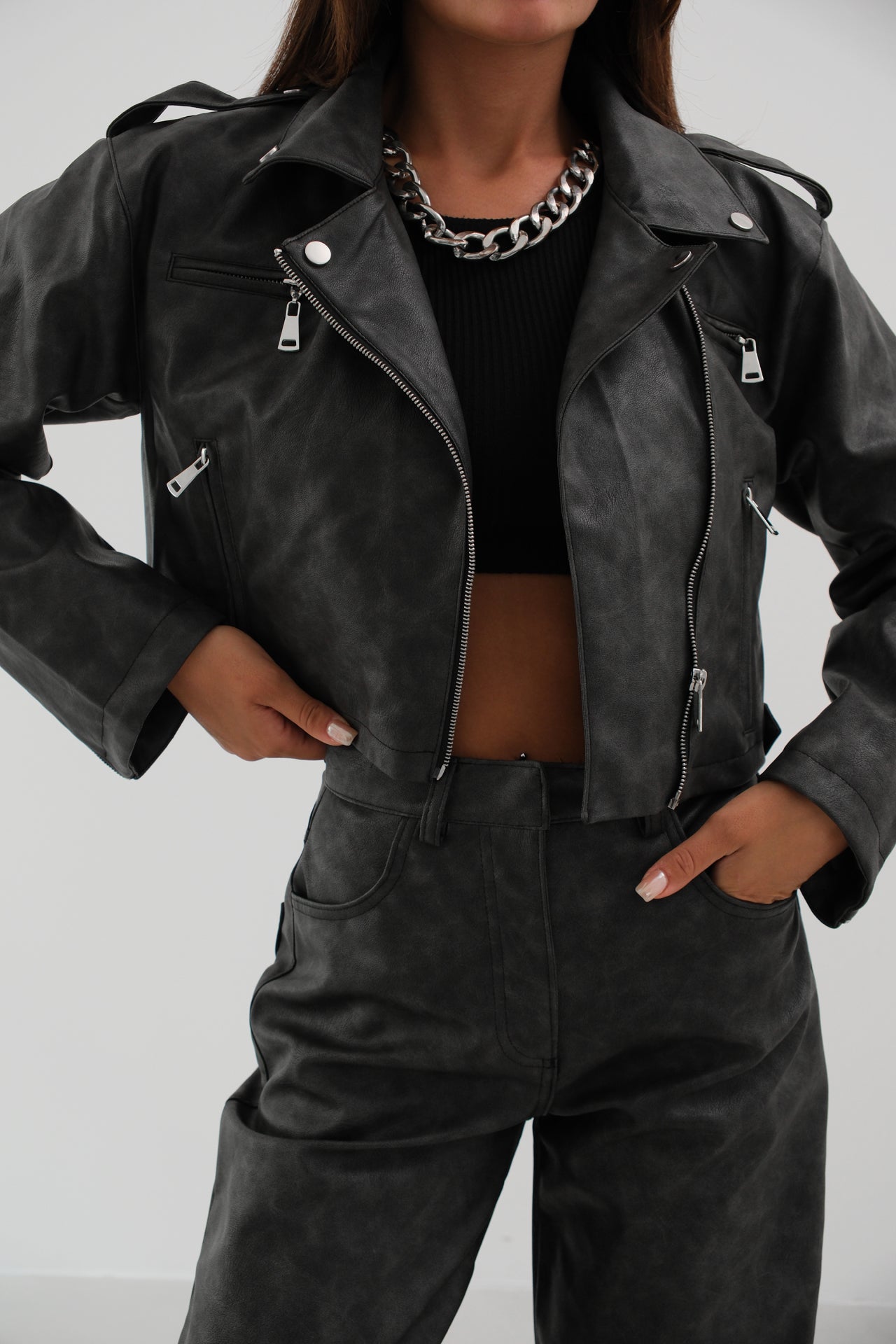 Cropped Leather Jacket