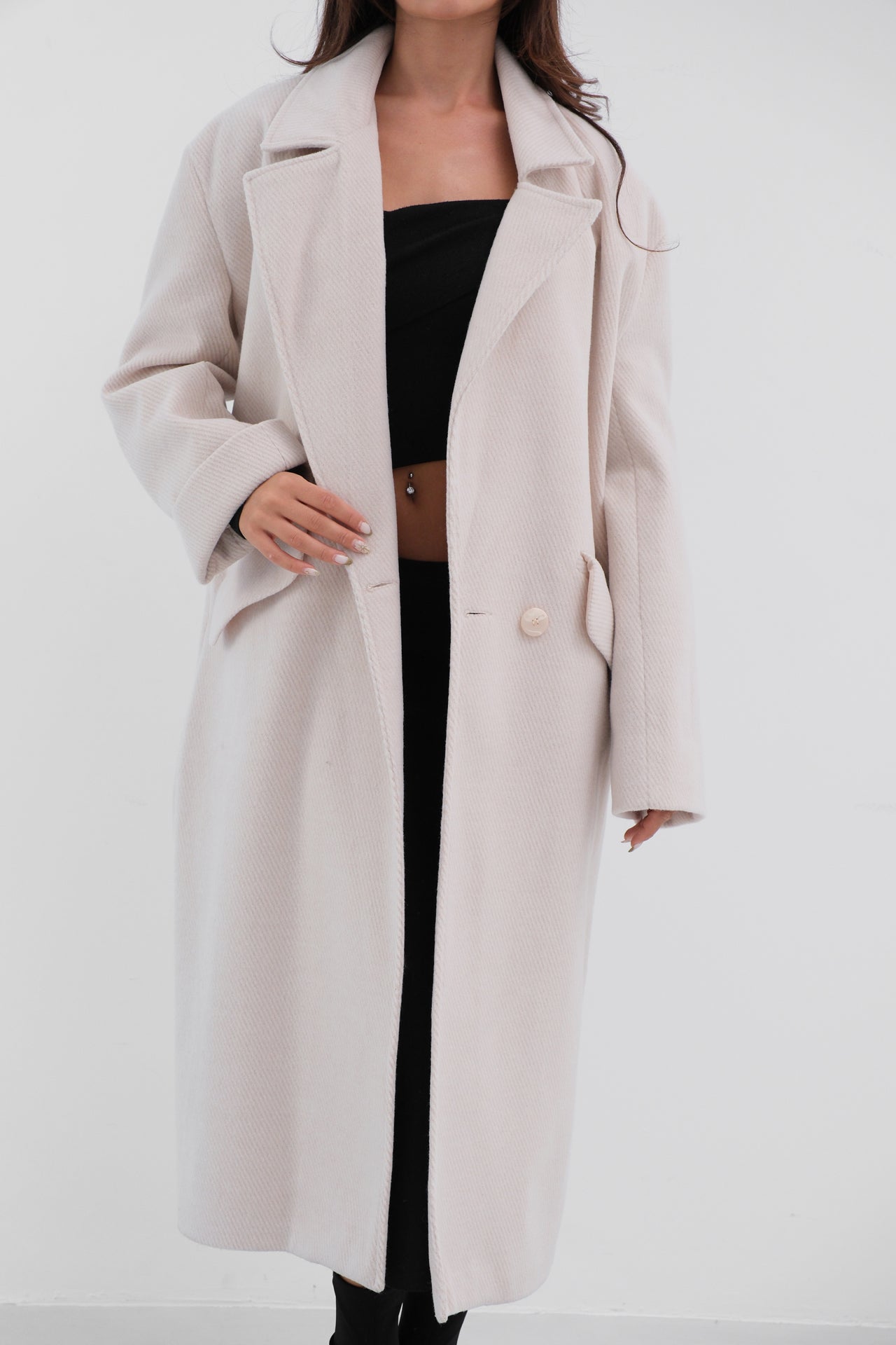 Herringbone Maxi Coat