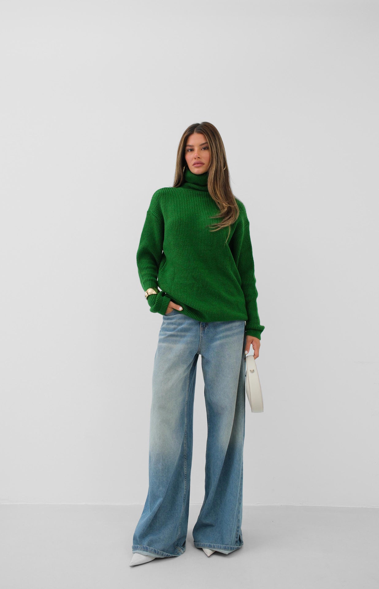 Oversize Turtleneck Green Tunic