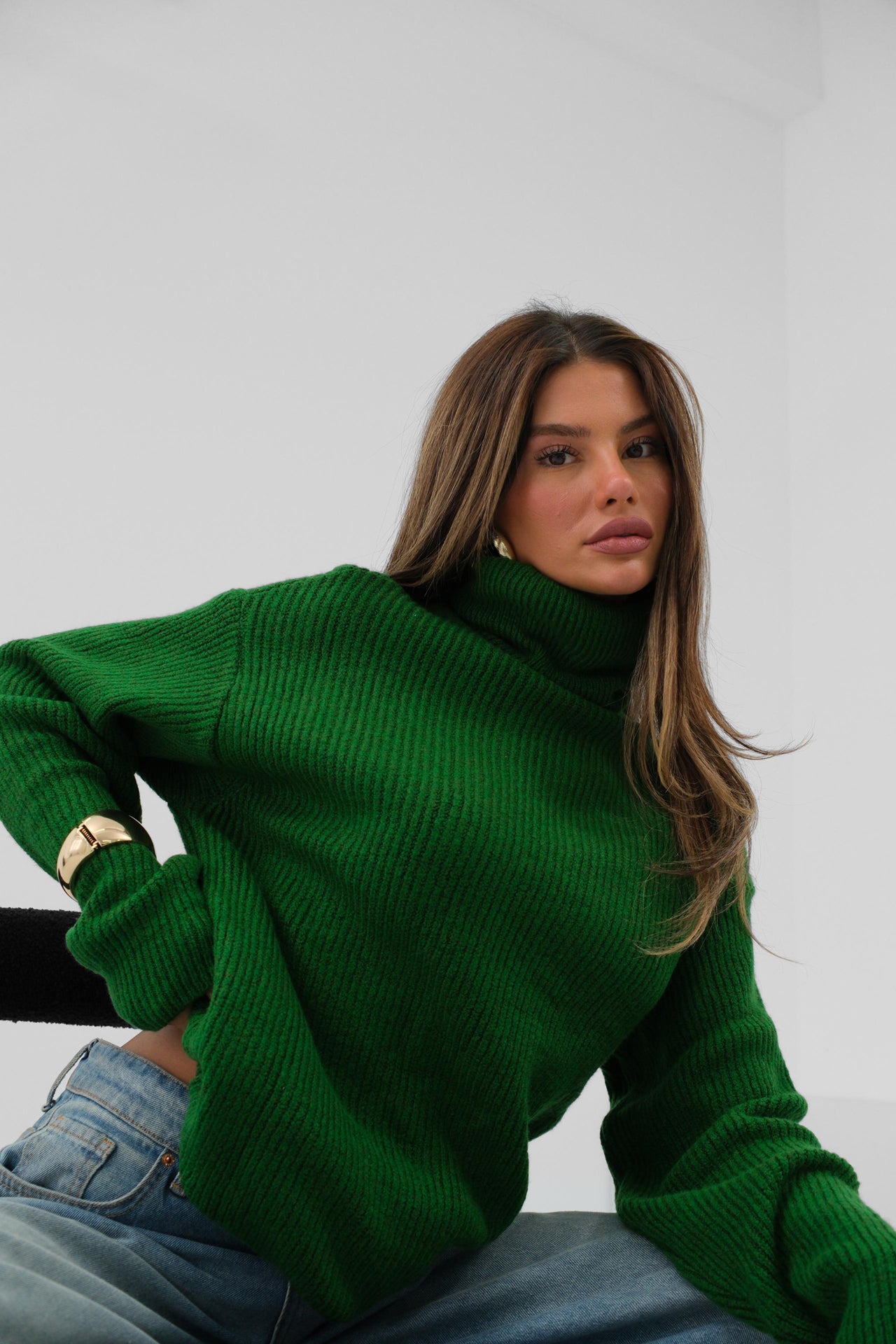 Oversize Turtleneck Green Tunic