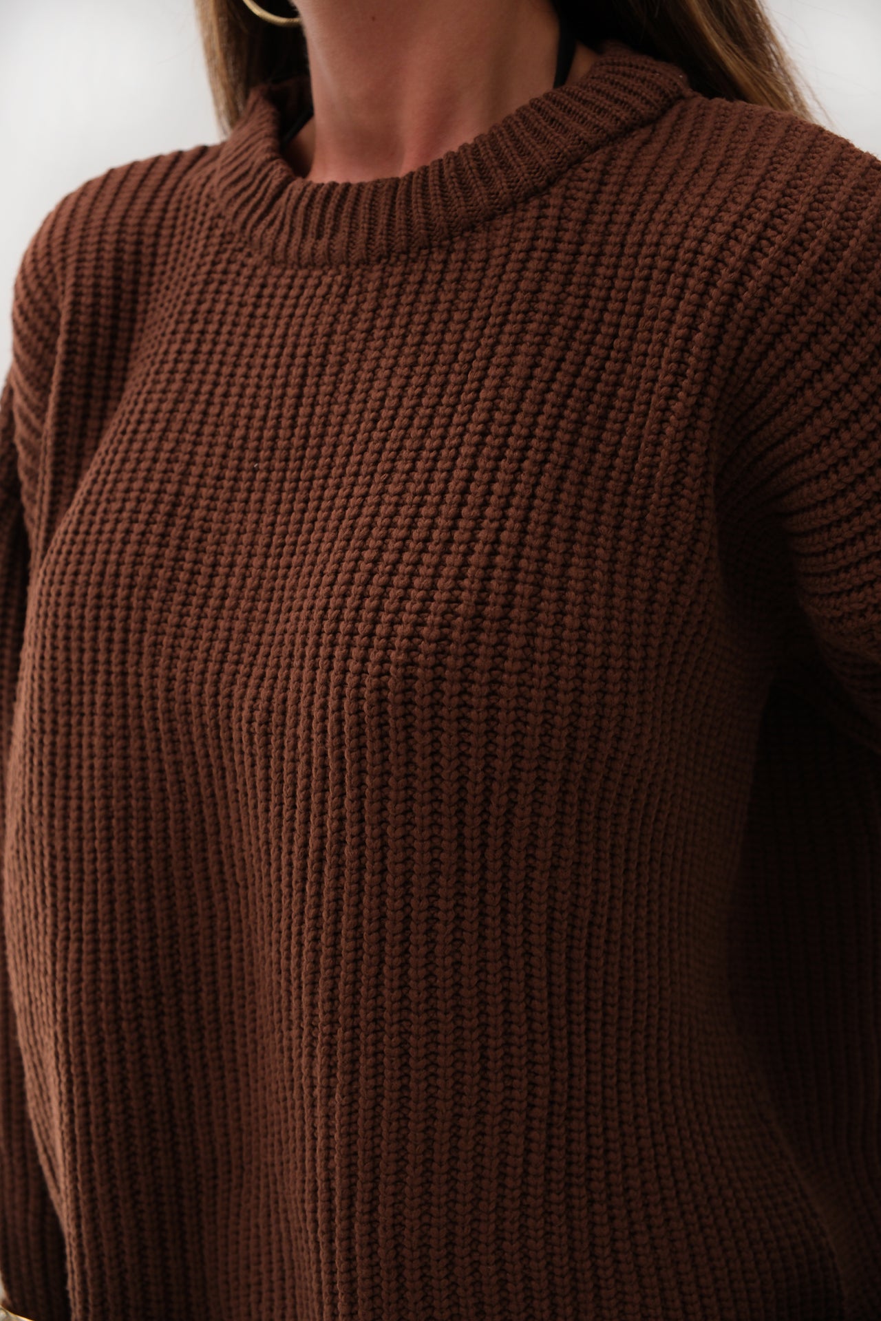 Chic Brown Ribbed Sweater