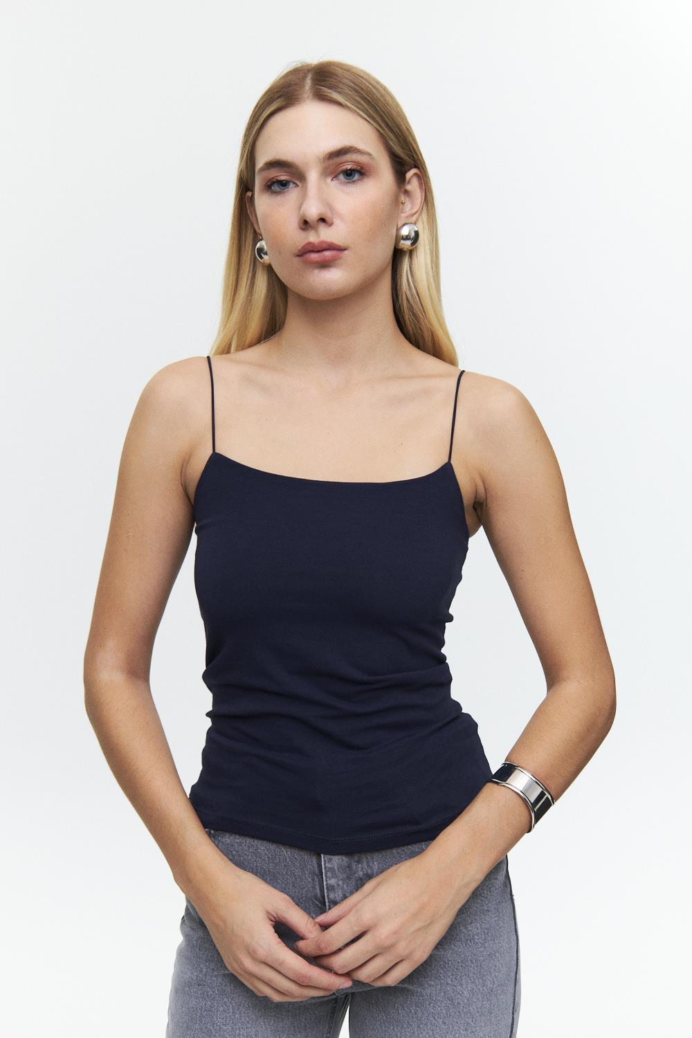 Navy Blue Celeste Essential Strap Top