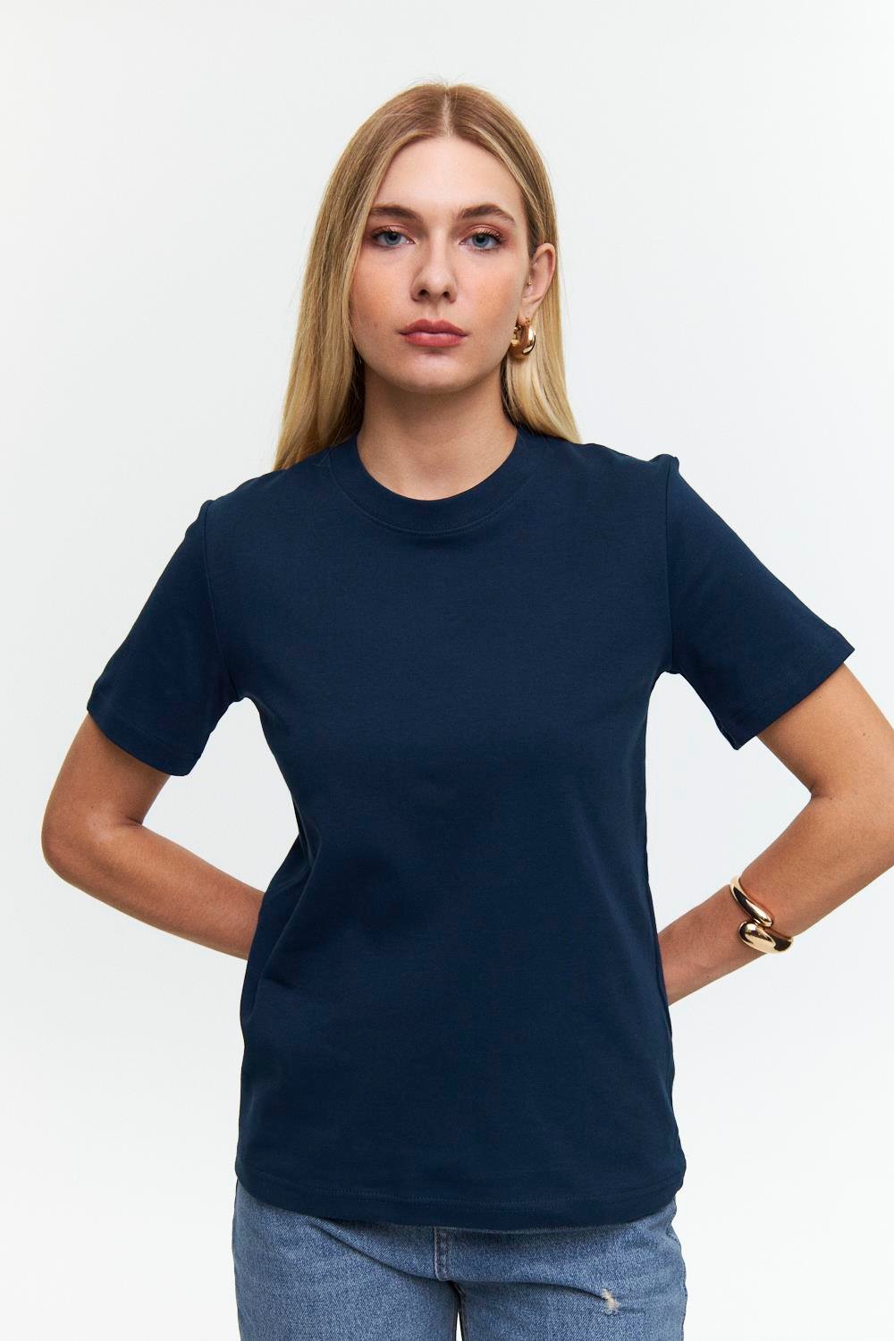 Navy Blue Timeless Crew Neck Essential Tee