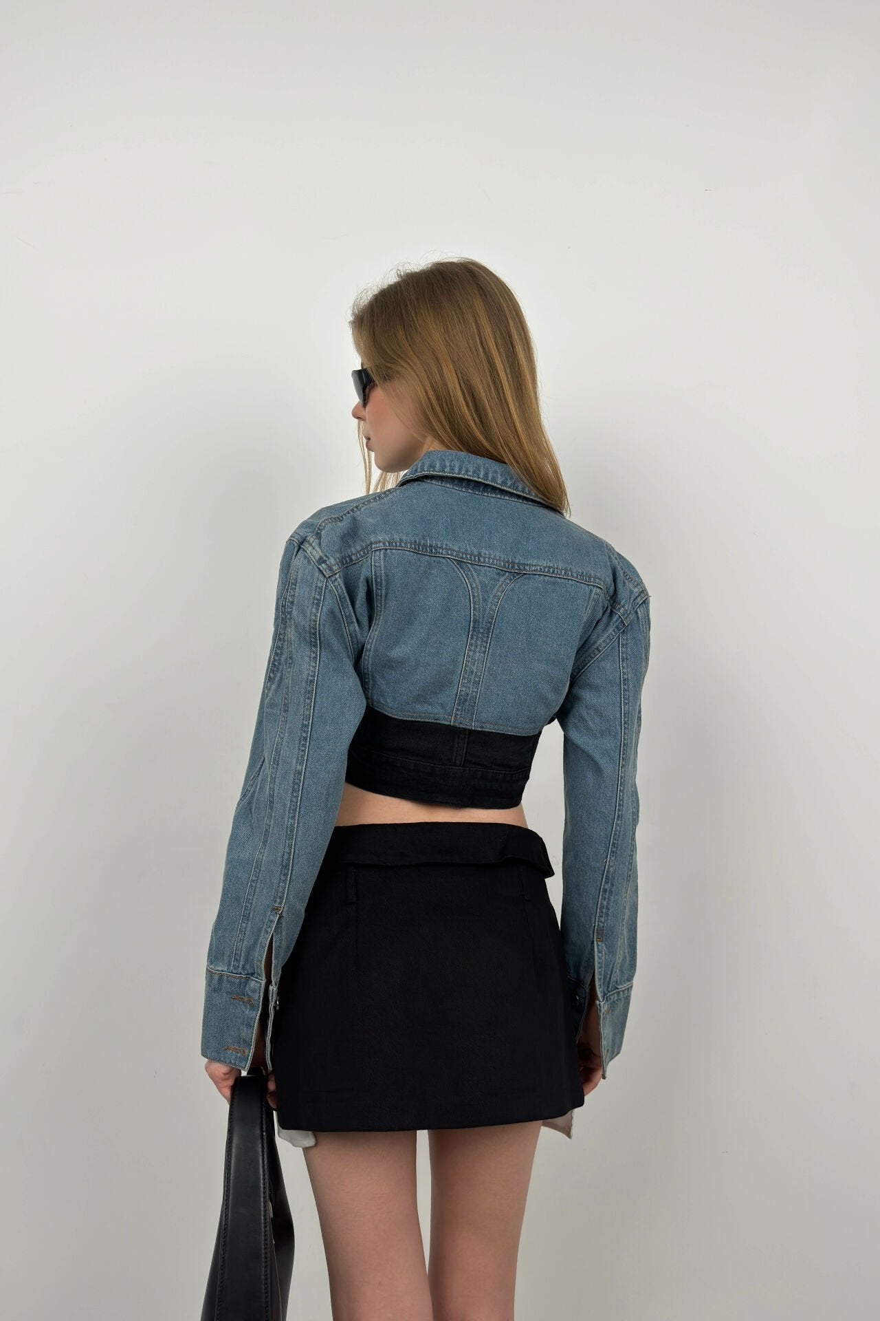 Two-Tone Cropped Denim Jacket