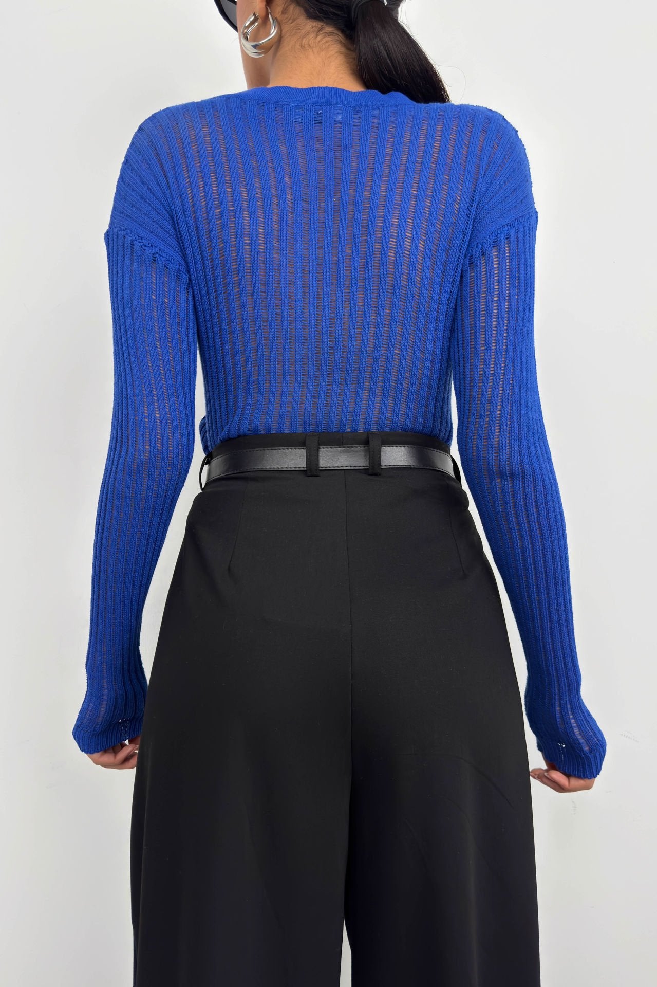 Sapphire Sheer Corded Knit Blouse