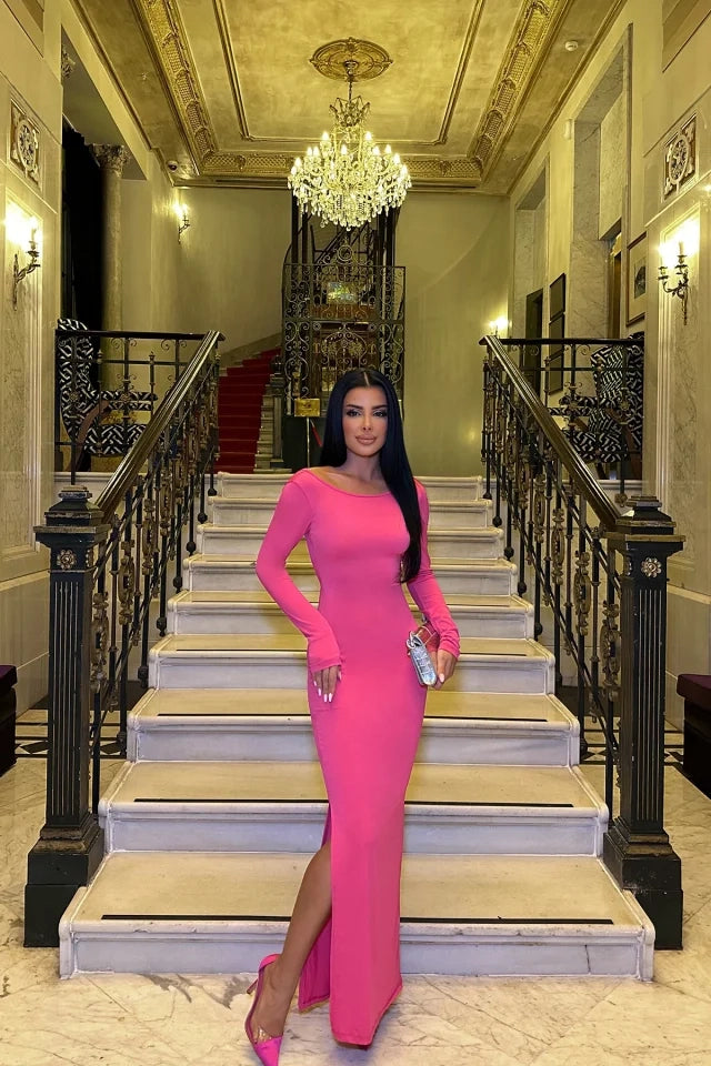 Fuchsia Elegance Long Sleeve Dress