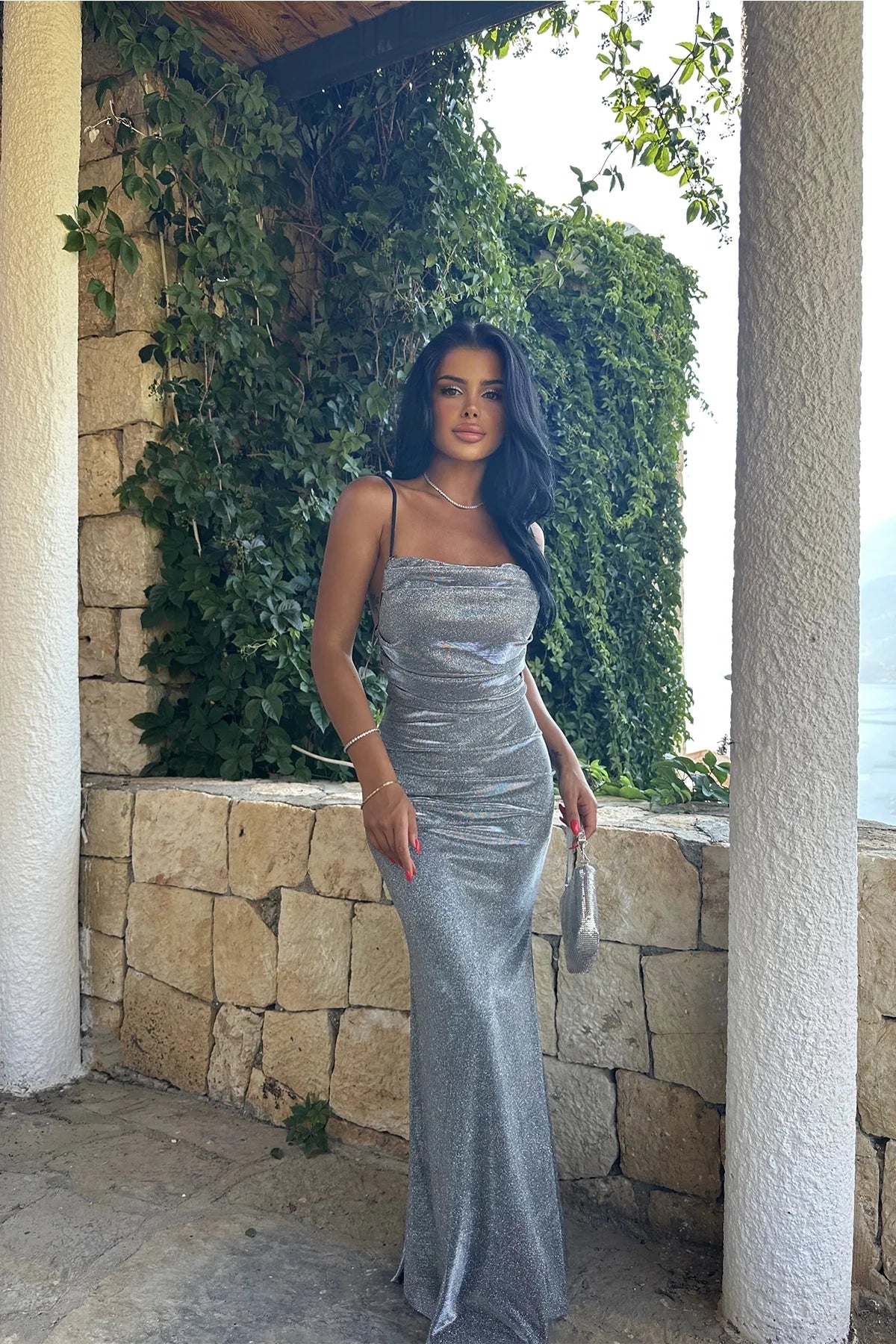 Grey Glitter Luxe Dress