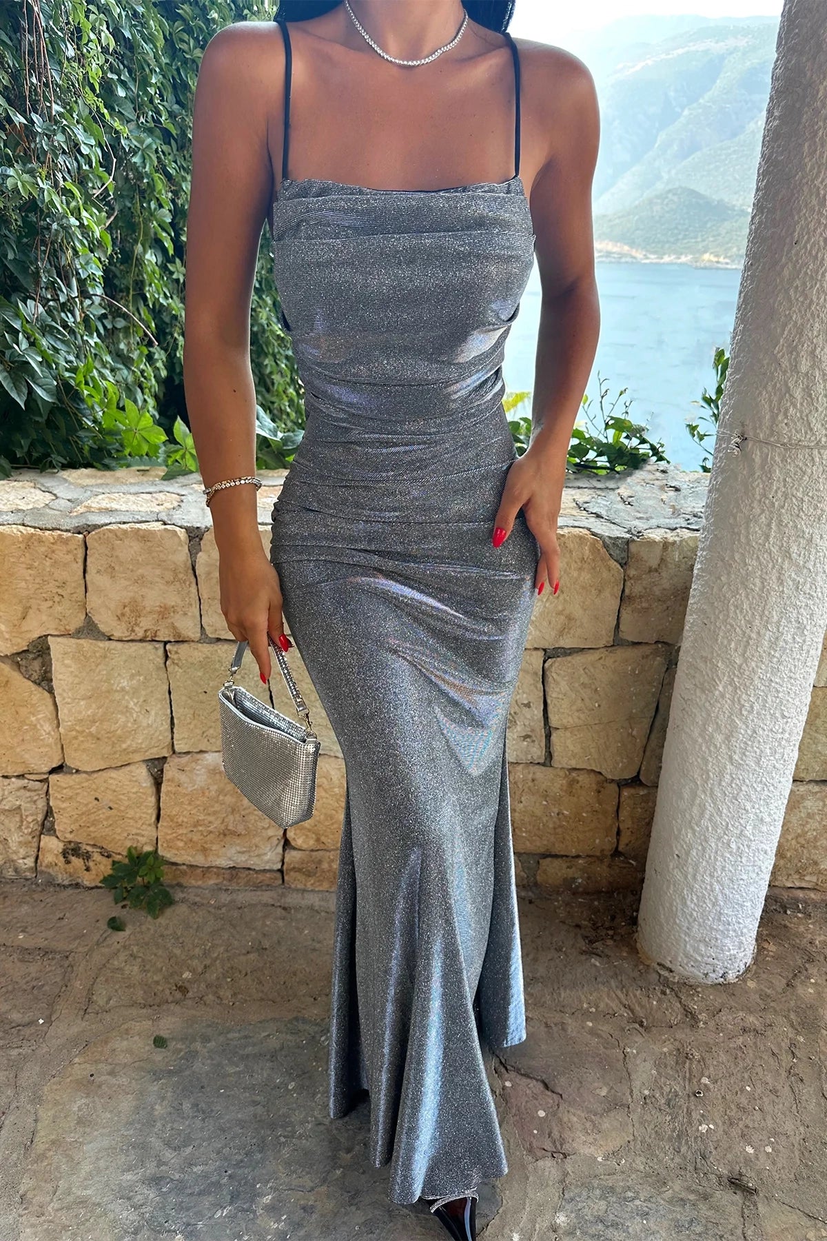 Grey Glitter Luxe Dress