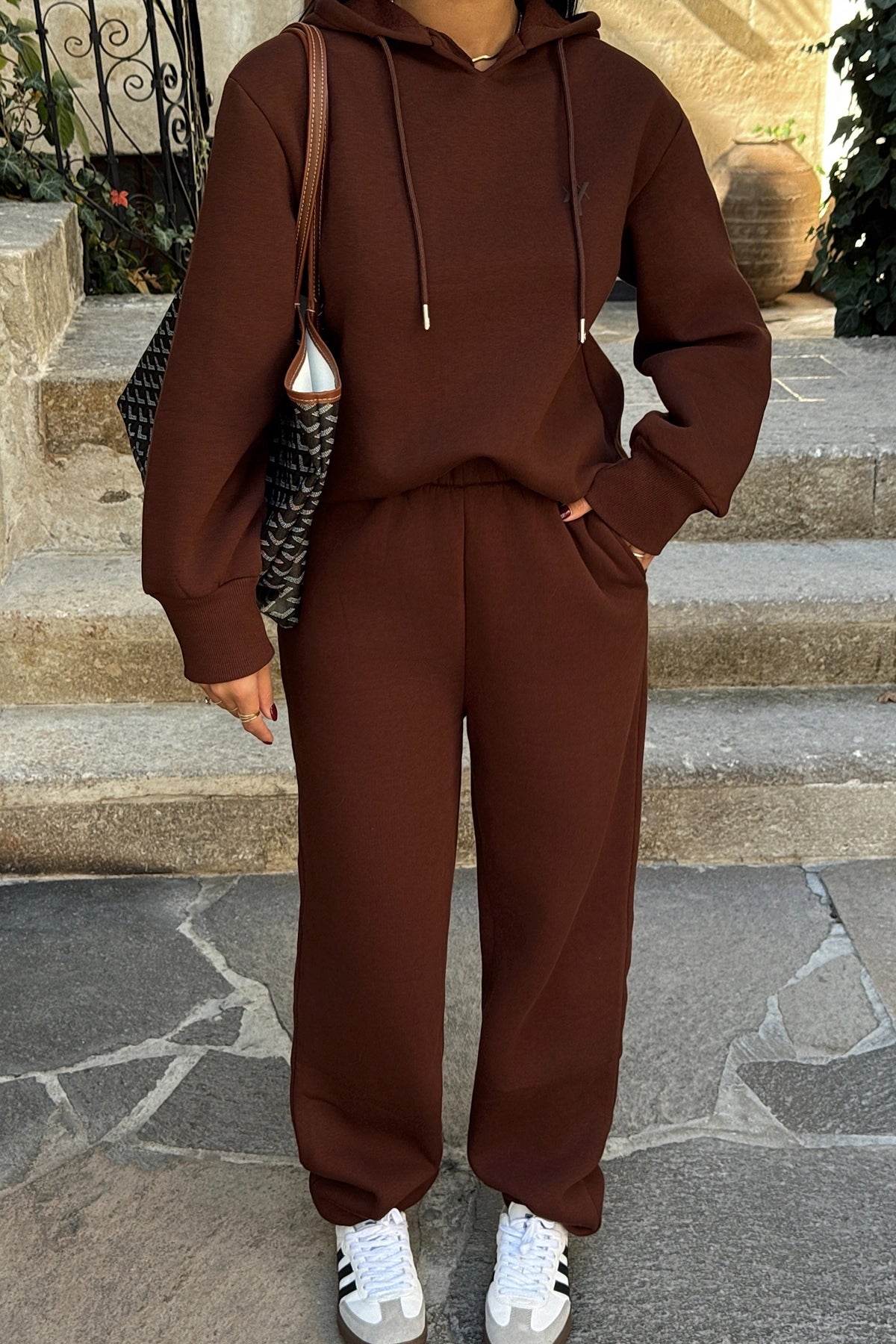 Luxe Brown Relaxed Tracksuit Set