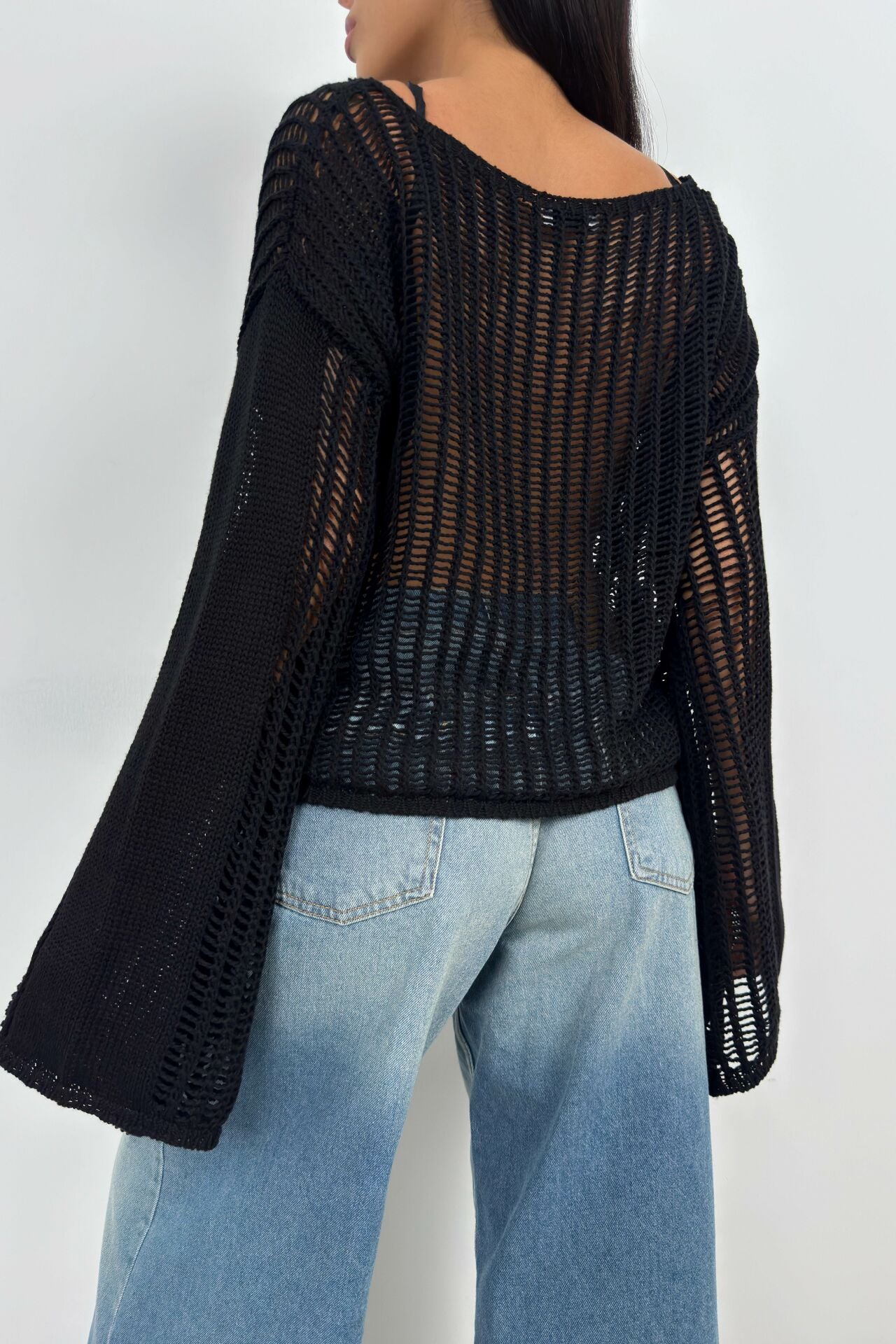 Ebony Openwork Knit Blouse