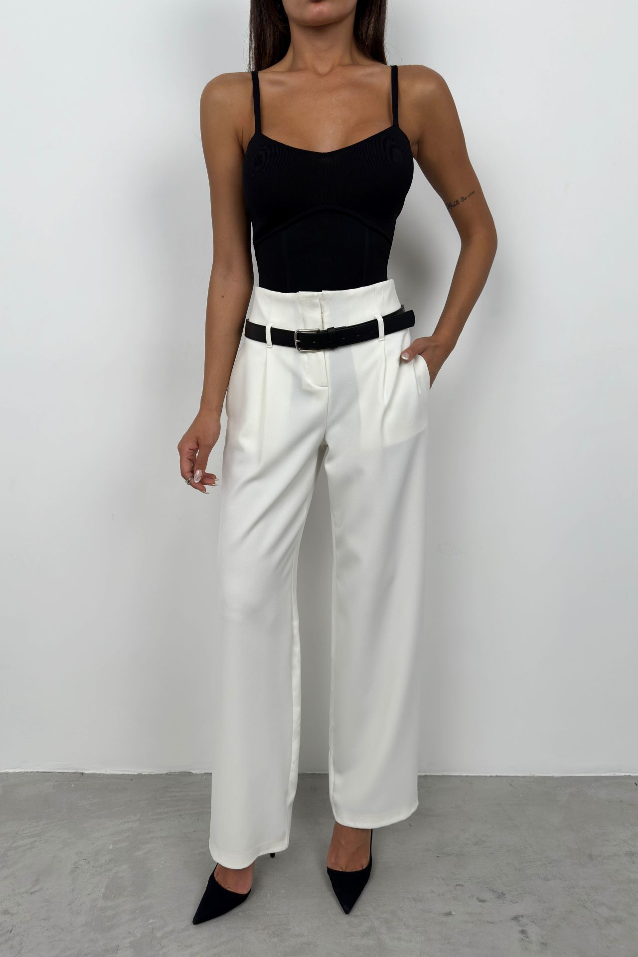 Elegance Belted High-Waist Trousers