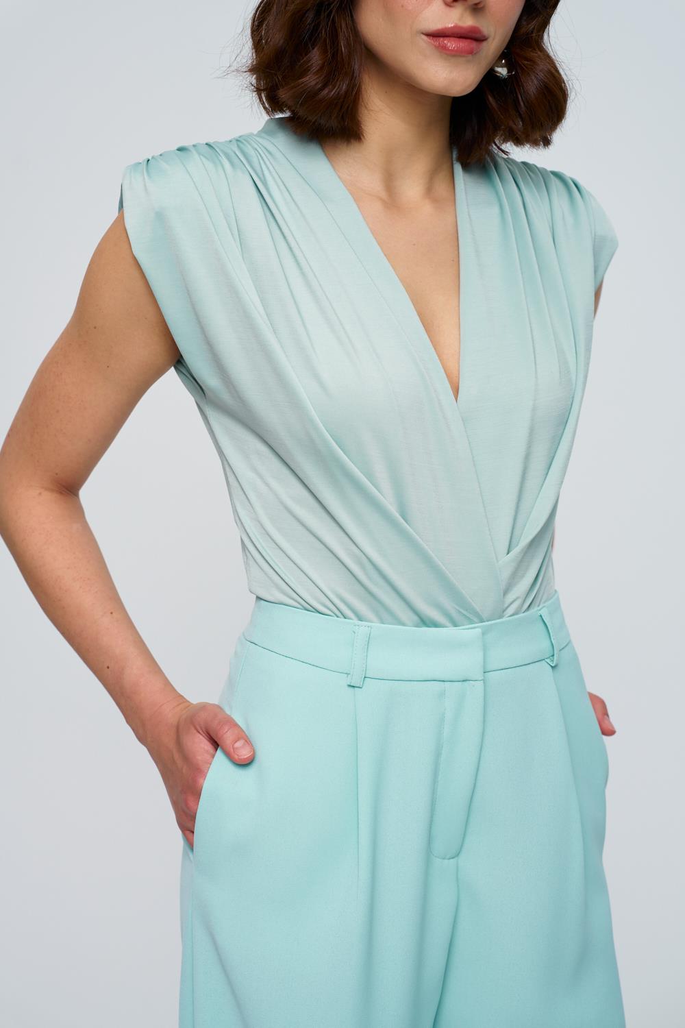 Mint Draped Padded Bodysuit