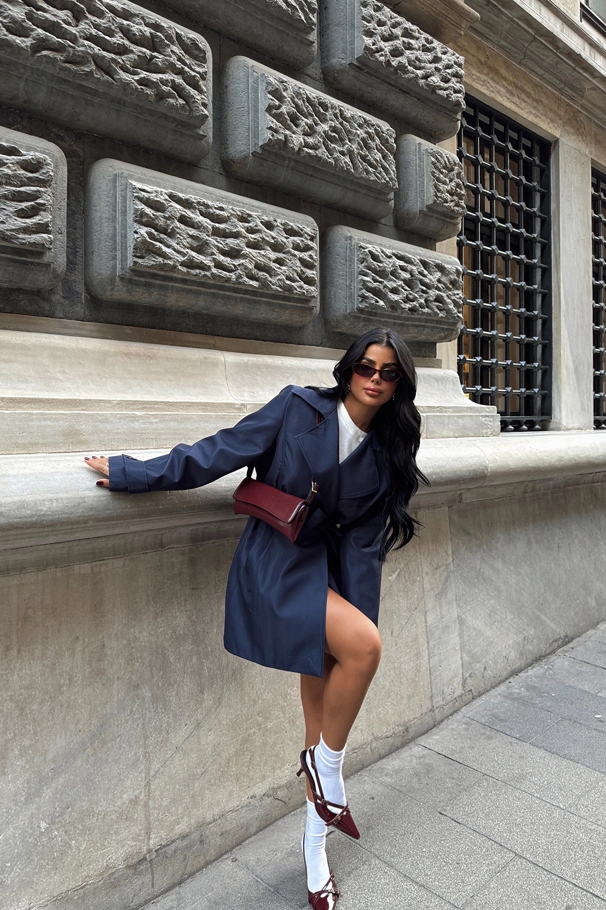 Osanna Navy Blue Trench Coat