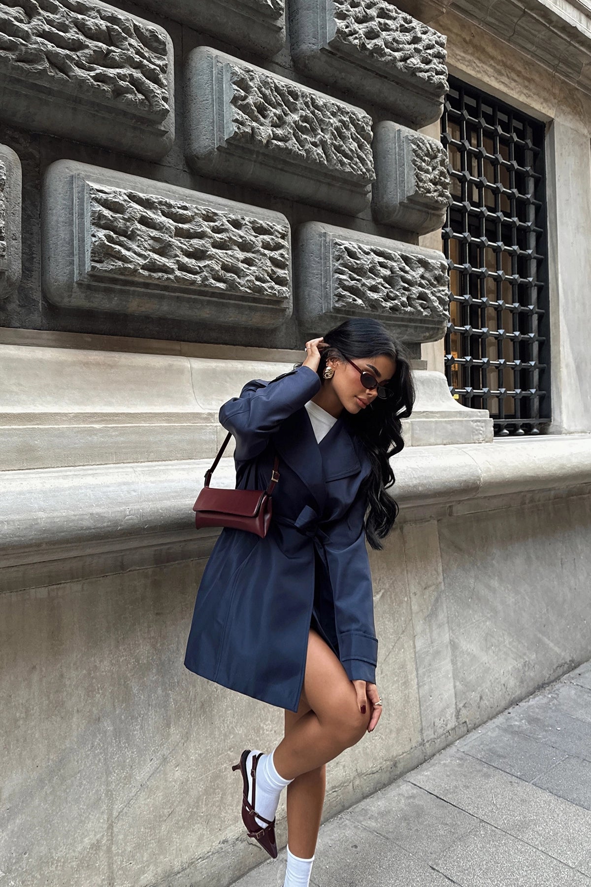 Osanna Navy Blue Trench Coat