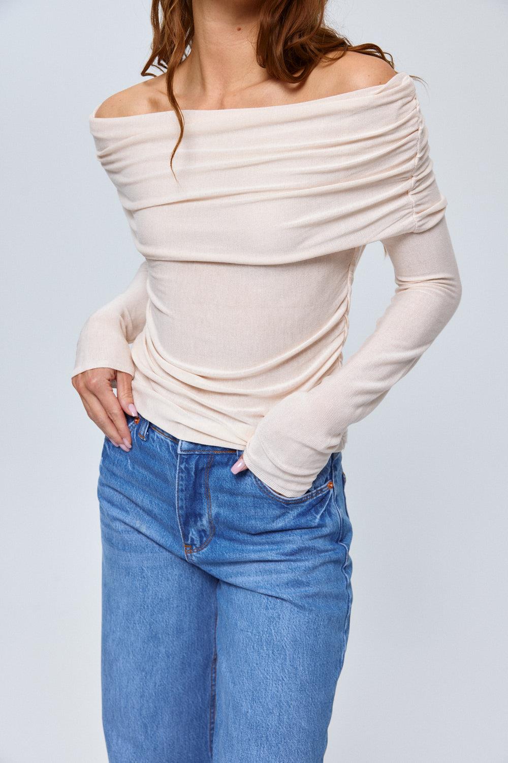 Madonna Off-Shoulder Knit Blouse