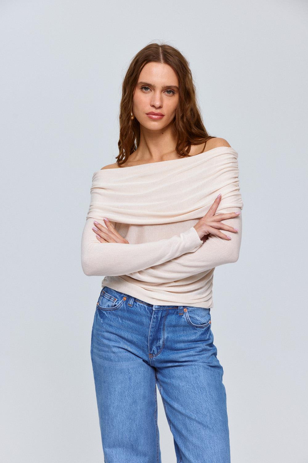 Madonna Off-Shoulder Knit Blouse