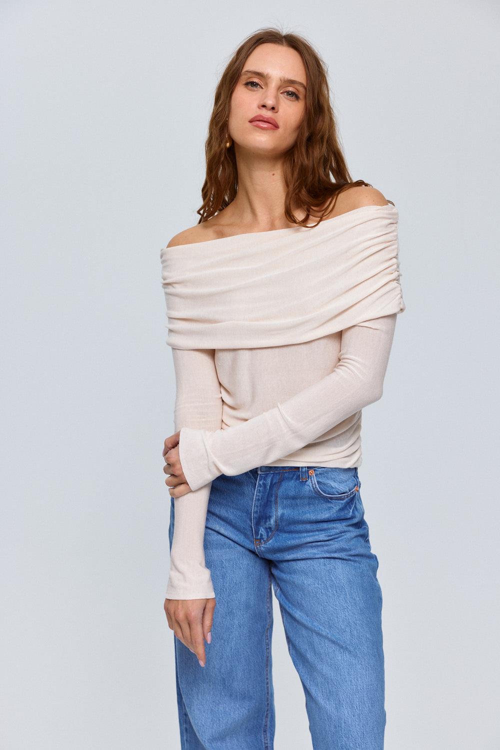 Madonna Off-Shoulder Knit Blouse