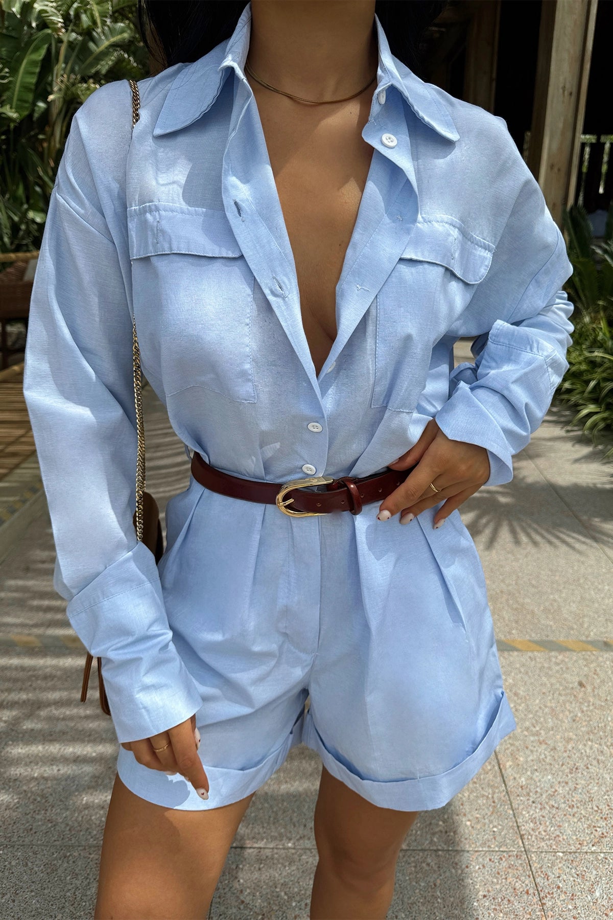 Skyline Pocket Shirt Romper