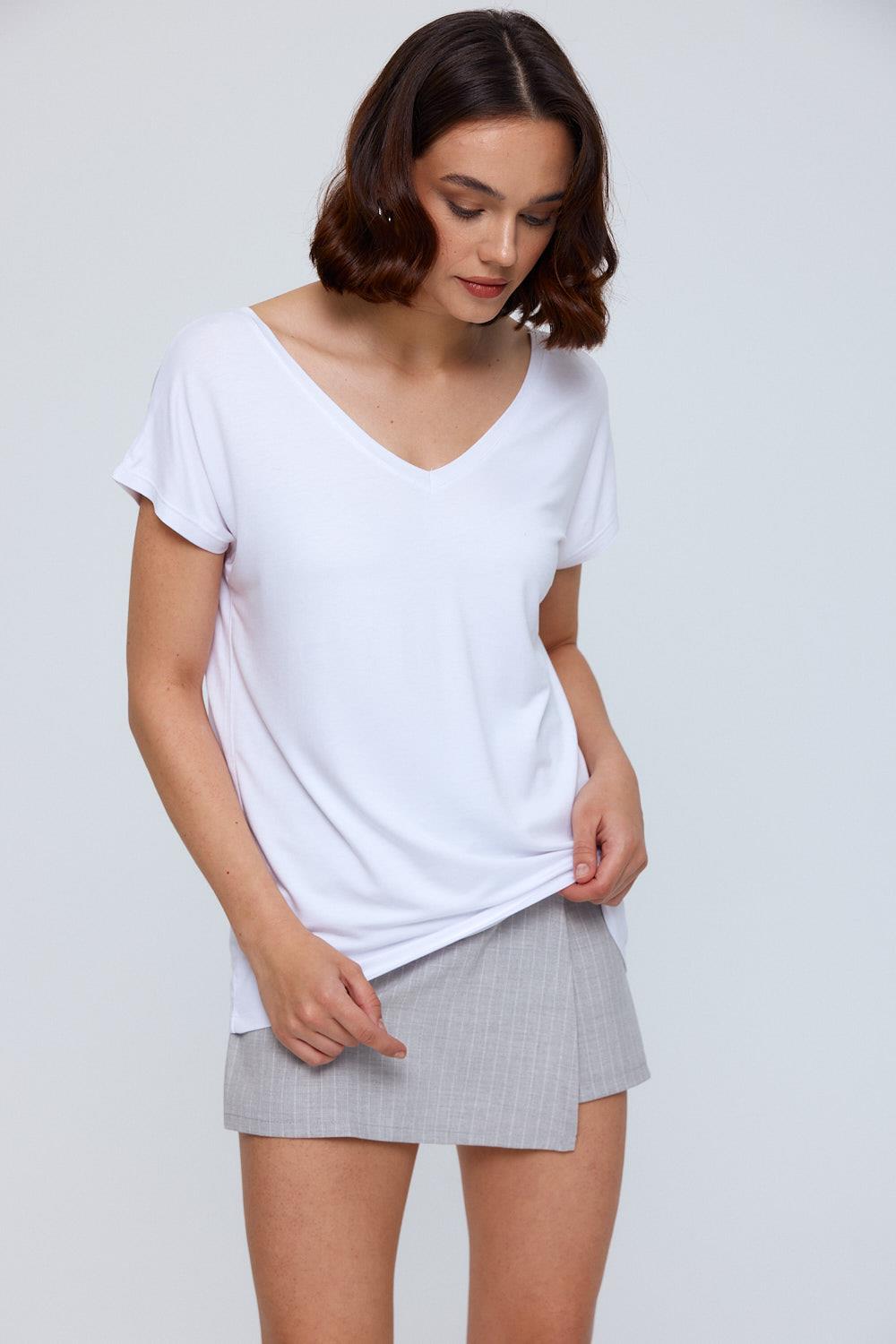 White V-Neck T-Shirt