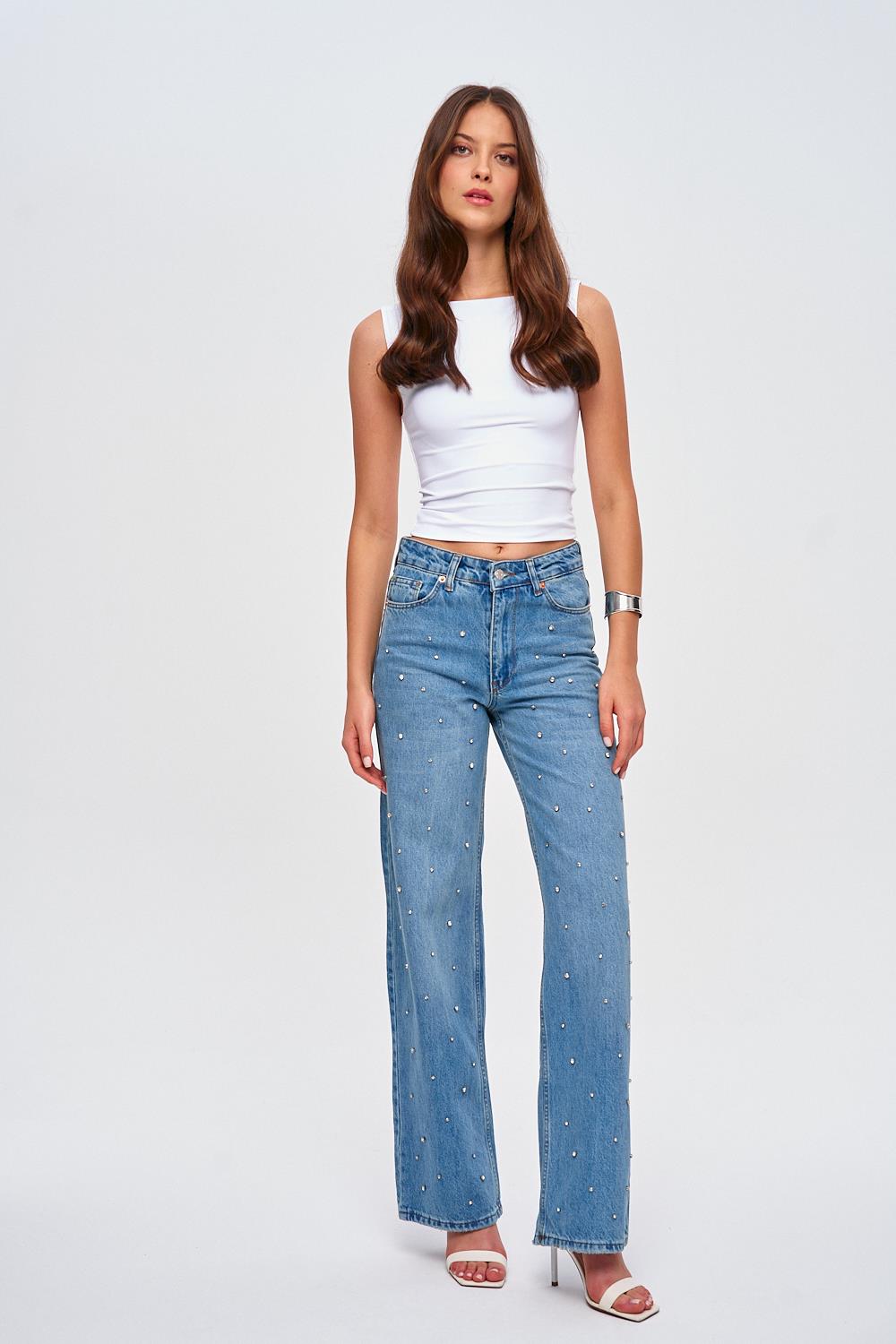 Celestial Embellished Wide-Leg Jeans