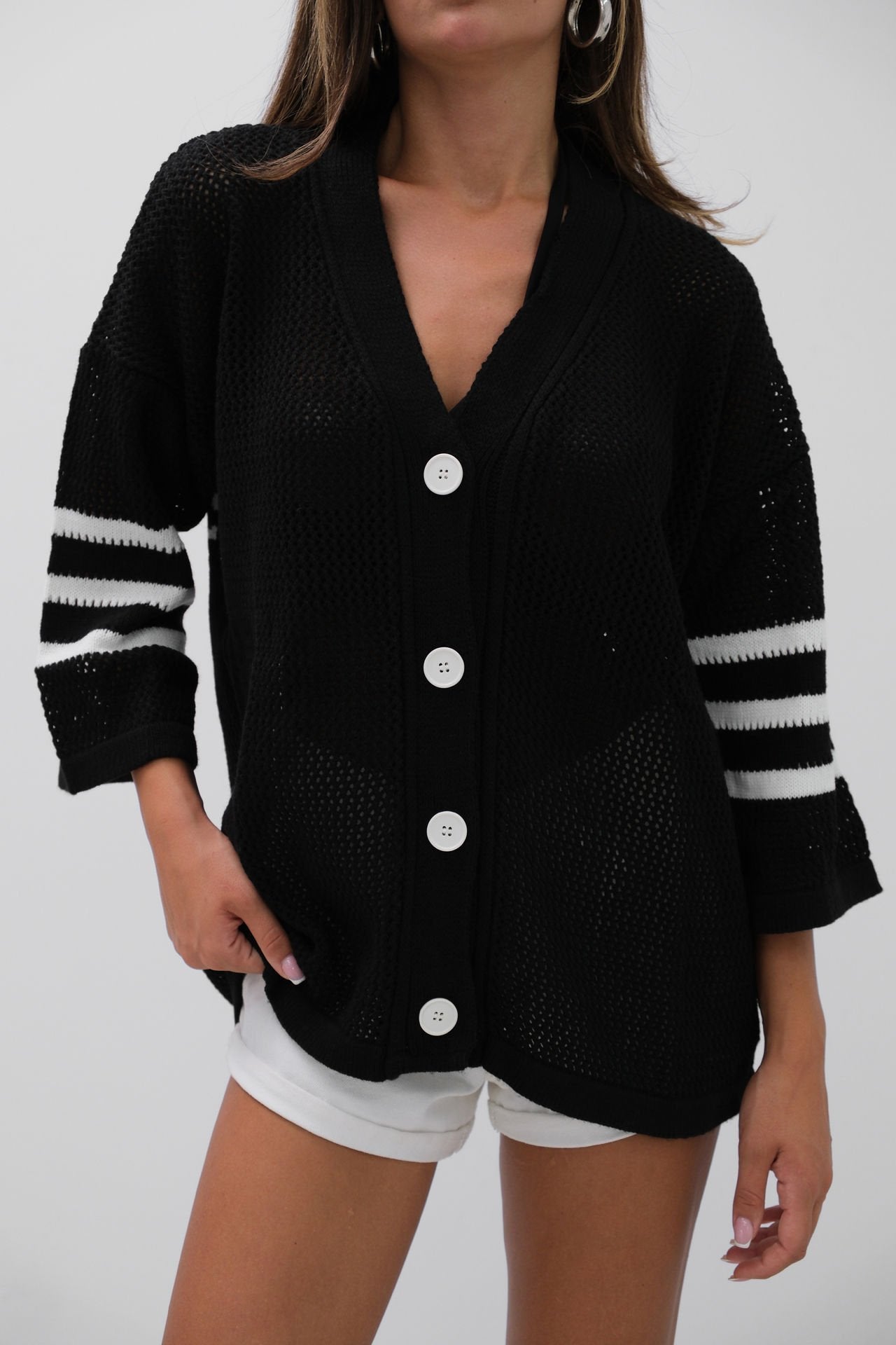 Varsity Luxe Openwork Cardigan