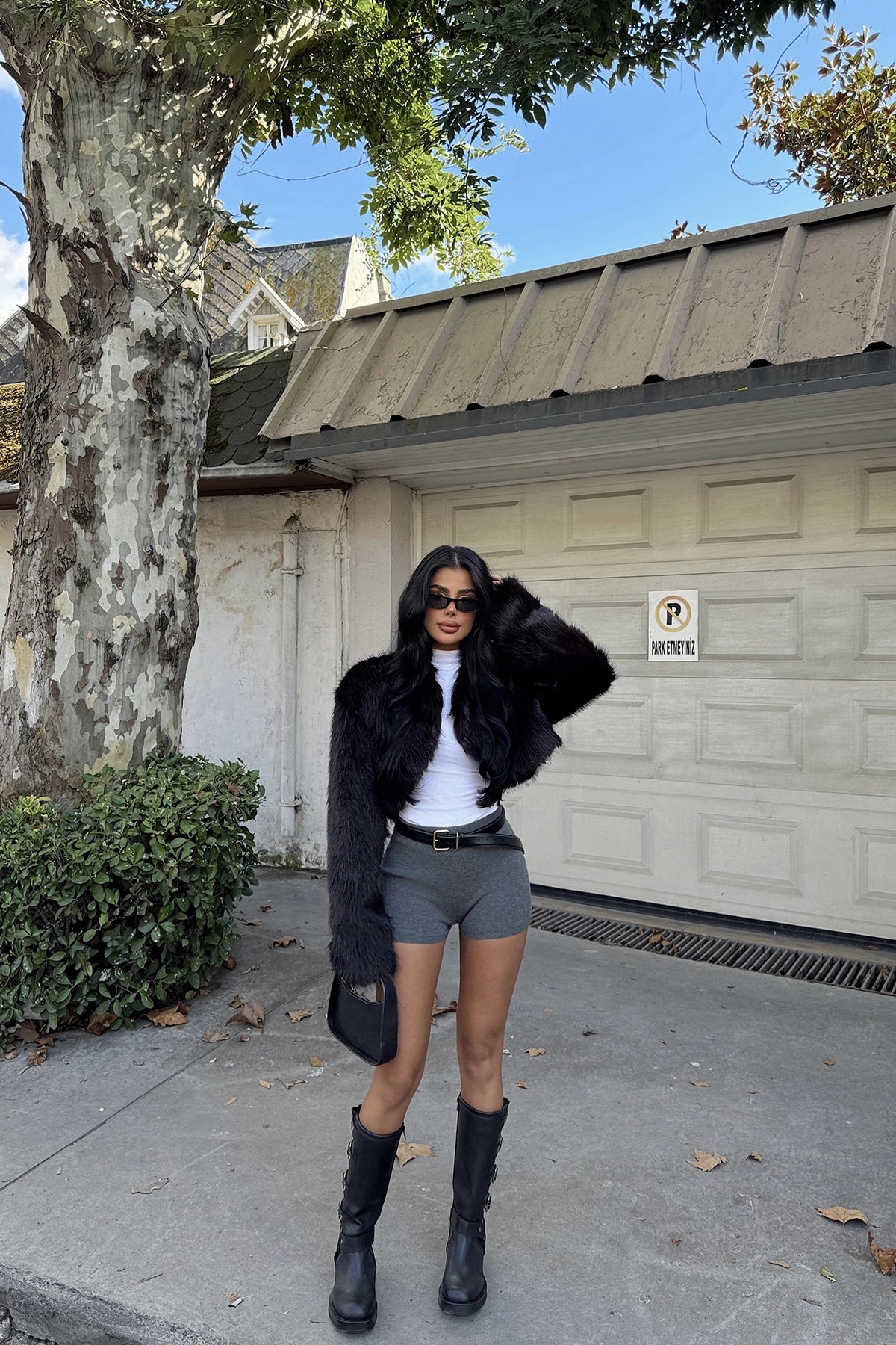 Luxe Cropped Black Fur Jacket