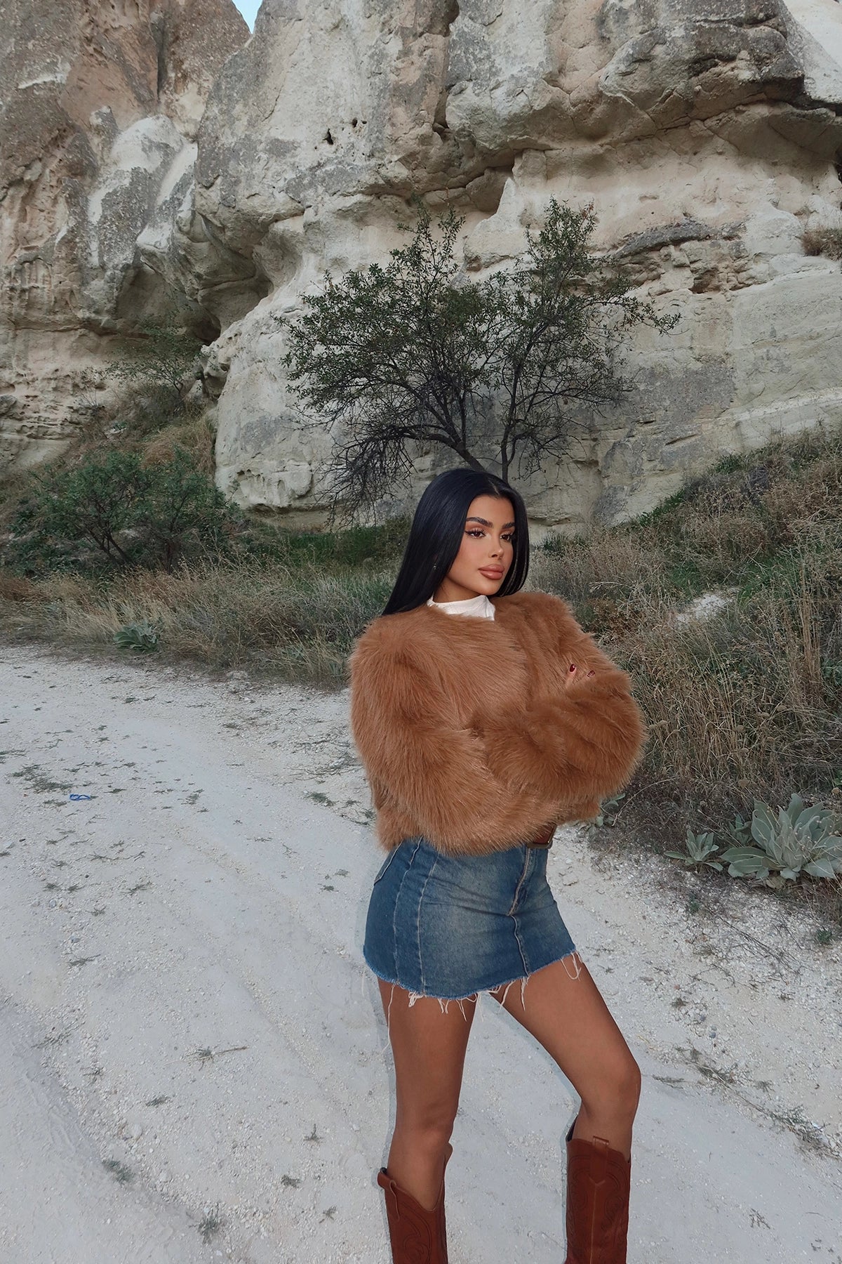 Luxe Tan Faux Fur Jacket