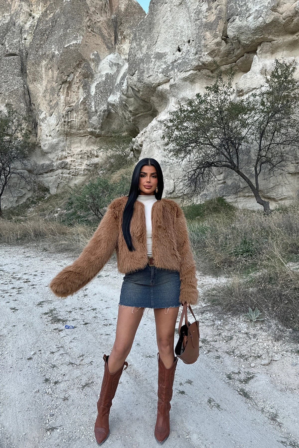 Luxe Tan Faux Fur Jacket