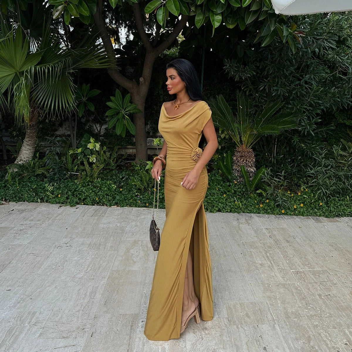 Golden Bloom Maxi Dress