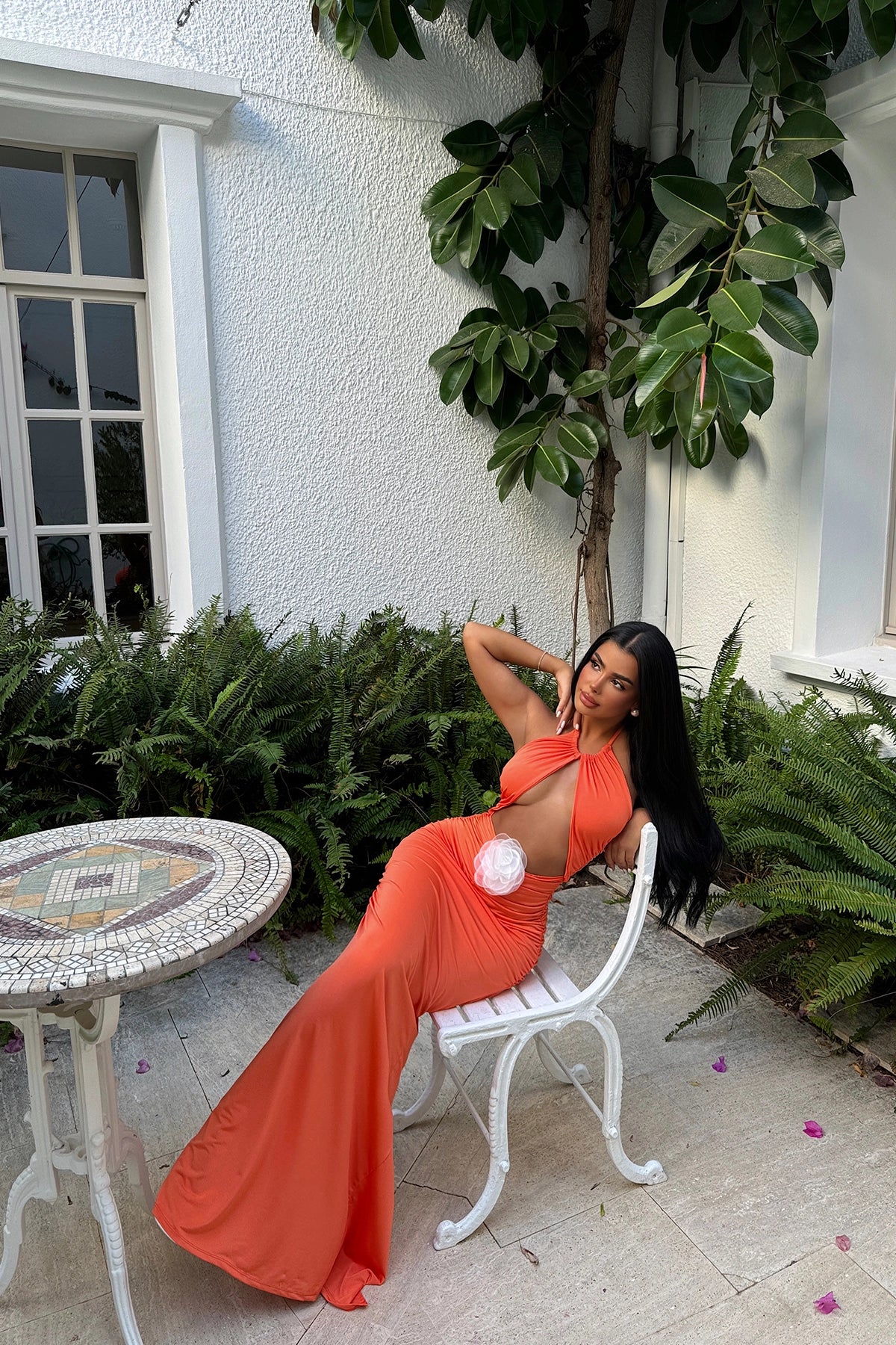 Orange Cut-Out Maxi Dress