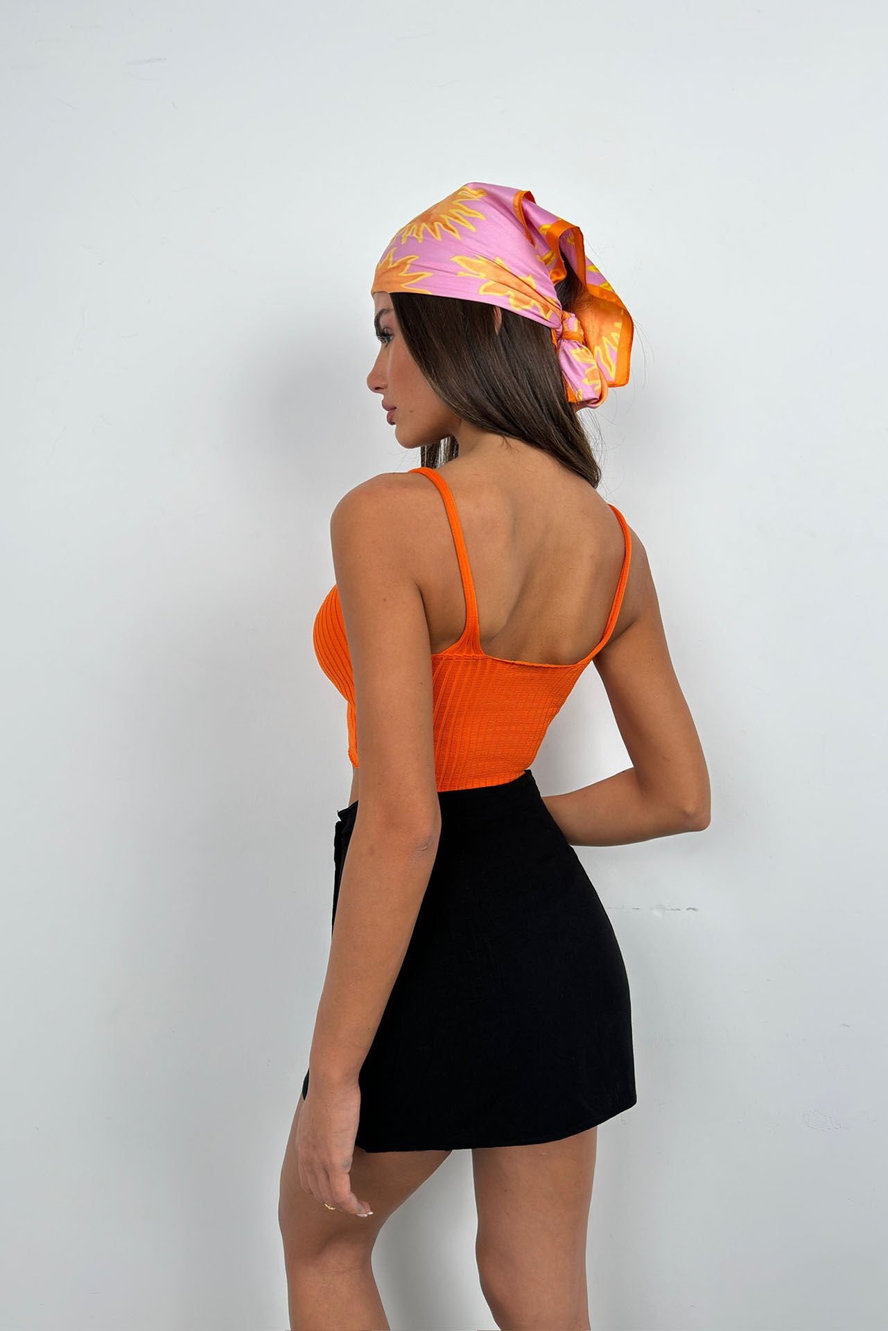 V-Neck Orange Crop Top